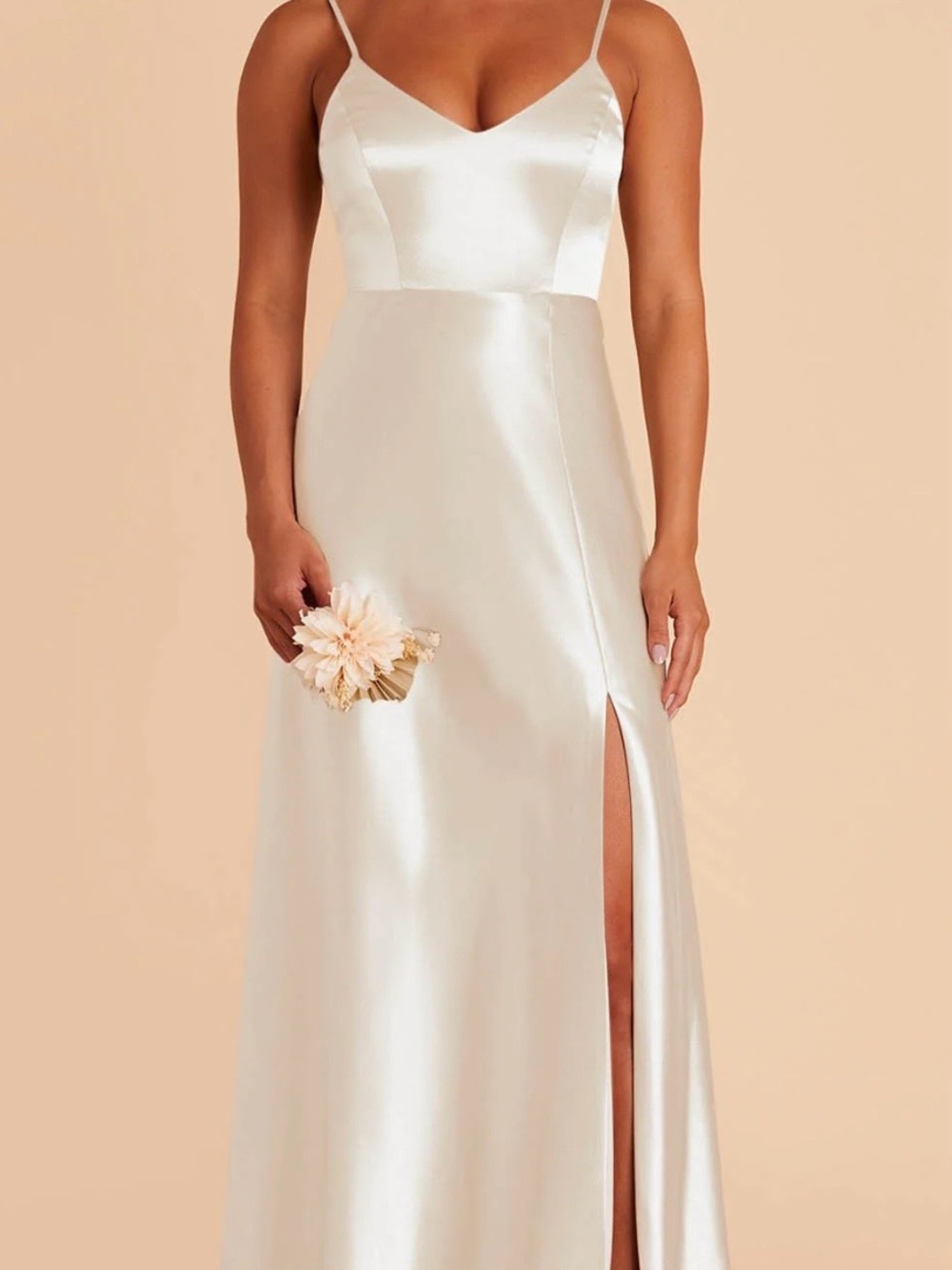 Birdey Grey Jay Satin Spaghetti-Strap Slip Dress in Ivory